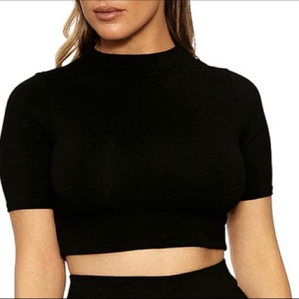 NAKED WARDROBE BLACK CROP TOP